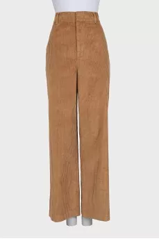 Wide-leg corduroy trousers with a straight cut
