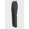 Gray wool high-waist trousers