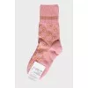 Pink printed socks with tag