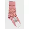 Pink printed socks with tag