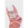 Pink printed socks with tag