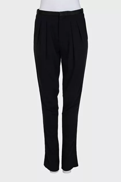 High-waisted straight-leg wool trousers