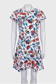 Fitted dress with a large print