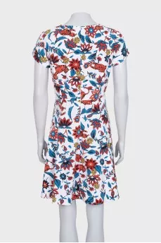 Fitted dress with a large print