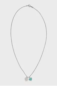 Silver heart-shaped pendant with enamel