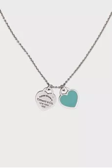 Silver heart-shaped pendant with enamel