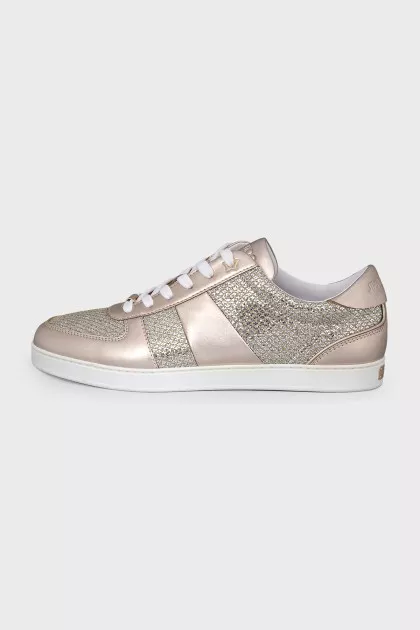 Leather sneakers with embossed logo