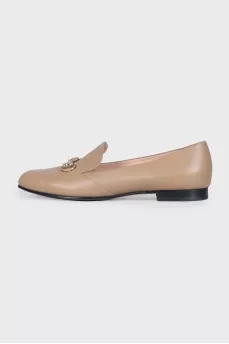 Leather ballet flats with signature hardware