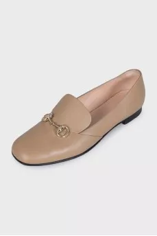 Leather ballet flats with signature hardware
