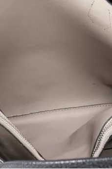 Black leather tote with eyelet decoration