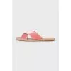 Pink velvet flip-flops