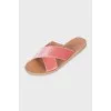 Pink velvet flip-flops