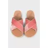 Pink velvet flip-flops