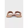 Pink velvet flip-flops