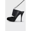 Leather and textile mules with laces