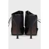 Leather and textile mules with laces