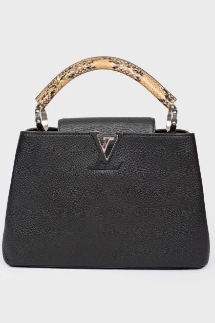 Bag Capucines BB Black Taurillon Leather and Python