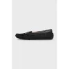 Black houndstooth print loafers