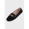 Black houndstooth print loafers