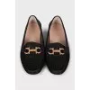 Black houndstooth print loafers