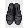 Black houndstooth print loafers