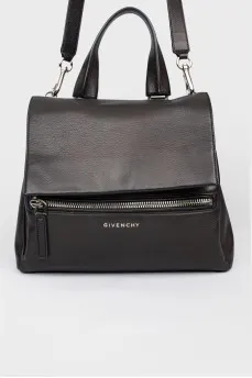 Black leather bag