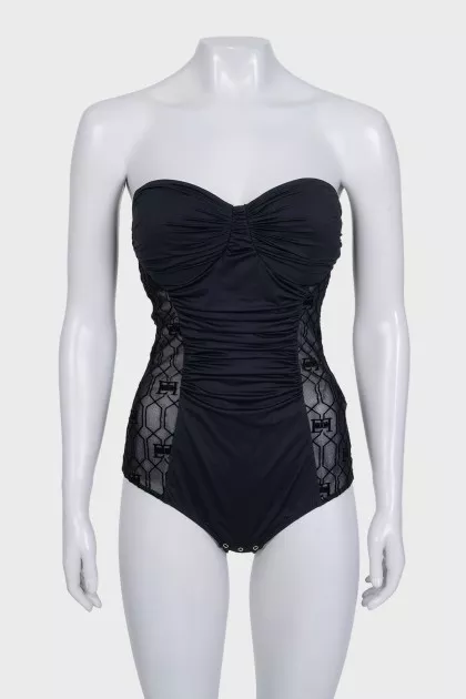 Bodysuit with transparent inserts