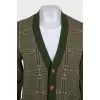 Green wool cardigan with tag