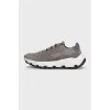 Dark grey mixed material sneakers