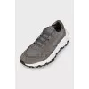 Dark grey mixed material sneakers