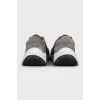 Dark grey mixed material sneakers