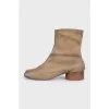 Brown suede Tabi ankle boots