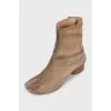Brown suede Tabi ankle boots