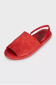 Red suede sandals