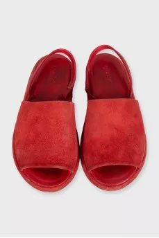 Red suede sandals
