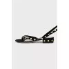 Black suede sandals with rhinestones