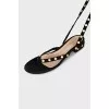 Black suede sandals with rhinestones
