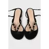 Black suede sandals with rhinestones