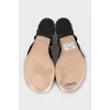 Black suede sandals with rhinestones