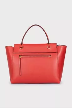 Red leather satchel bag