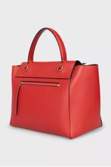 Red leather satchel bag