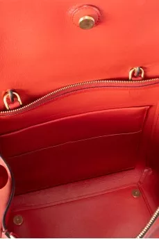 Red leather satchel bag