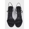 Black leather heeled sandals