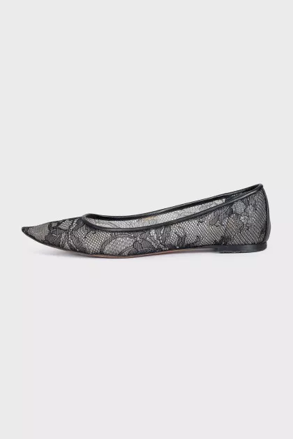 Black lace ballet flats