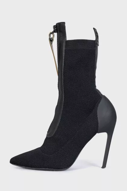 Black textile ankle boots