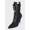 Black textile ankle boots