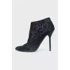 Black suede ankle boots with heels