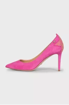 Hot pink heels with rhinestones