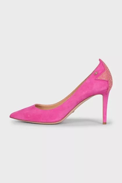 Hot pink heels with rhinestones