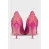Hot pink heels with rhinestones